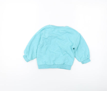 Marks and Spencer Girls Blue Cotton Pullover Sweatshirt Size 2-3 Years Pullover