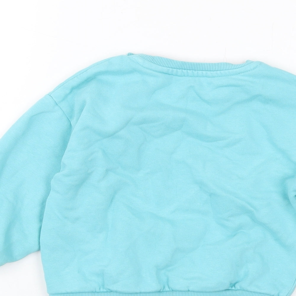 Marks and Spencer Girls Blue Cotton Pullover Sweatshirt Size 2-3 Years Pullover
