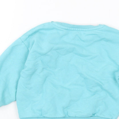 Marks and Spencer Girls Blue Cotton Pullover Sweatshirt Size 2-3 Years Pullover