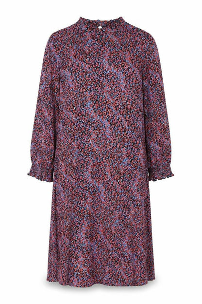 M&Co Womens Multicoloured Floral Polyester A-Line Size 12 Mock Neck Button