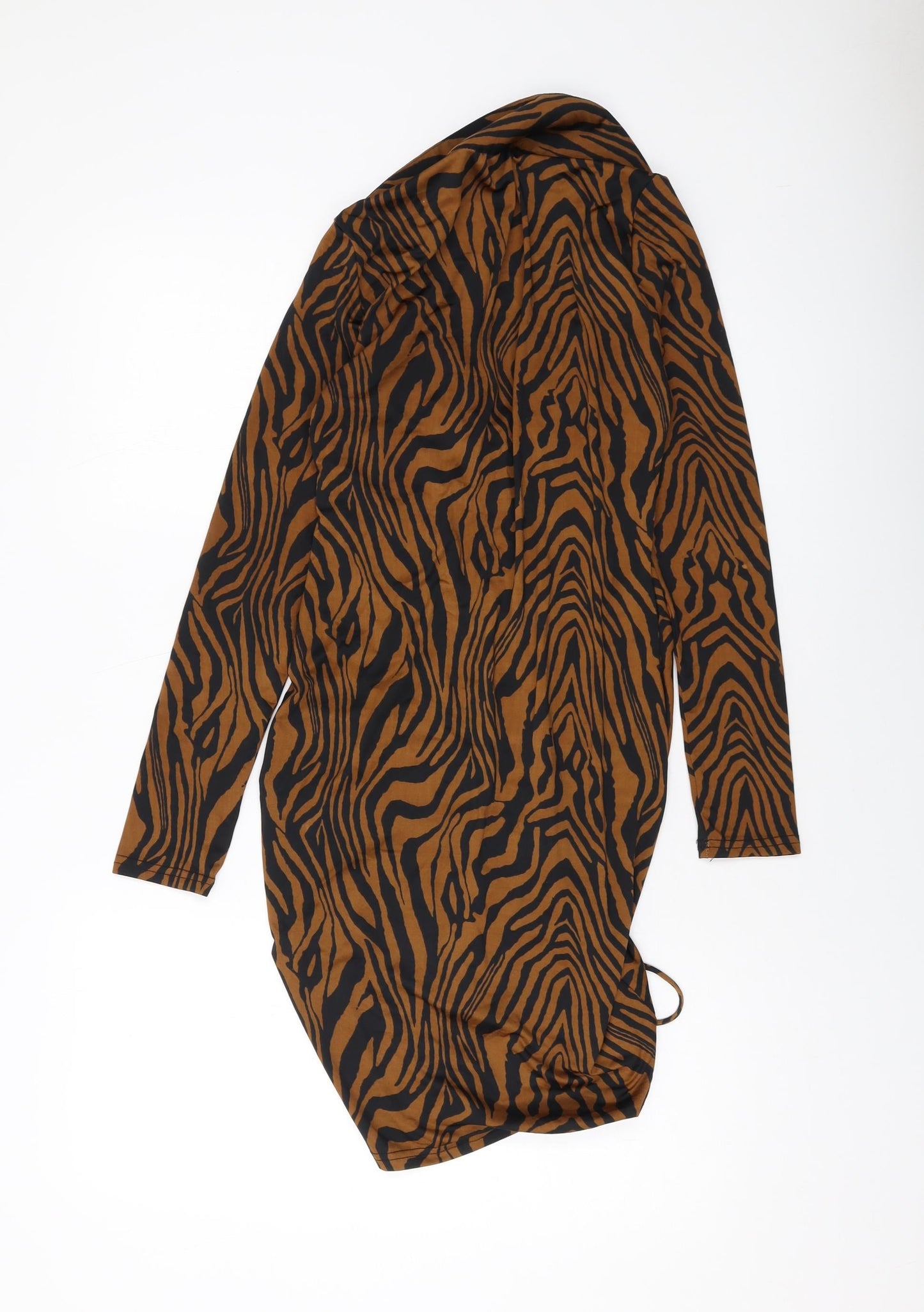 Giorgia Womens Brown Animal Print Polyester Bodycon Size M V-Neck Pullover