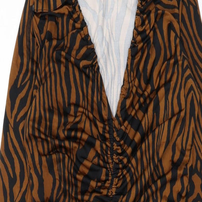 Giorgia Womens Brown Animal Print Polyester Bodycon Size M V-Neck Pullover