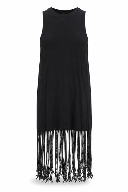 Topshop Womens Black Viscose Tank Dress Size 8 Round Neck Pullover