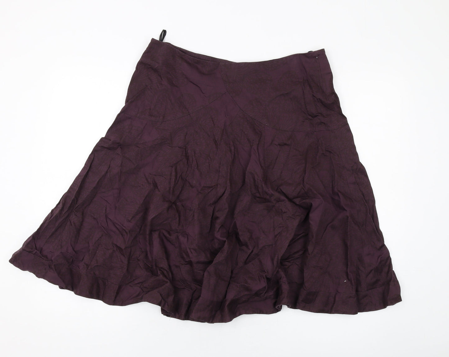 Great Plains Womens Purple Cotton A-Line Skirt Size 14 Zip