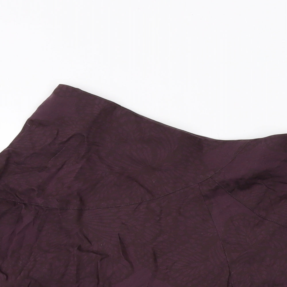 Great Plains Womens Purple Cotton A-Line Skirt Size 14 Zip