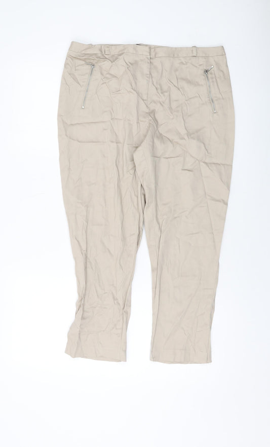 Womens UK Size 14 M&Co Regular Fit  Beige Trousers