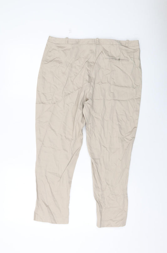 Womens UK Size 14 M&Co Regular Fit  Beige Trousers