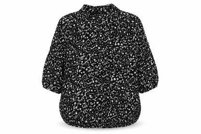 Next Womens Black Floral Viscose Basic Blouse Size 10 Collared