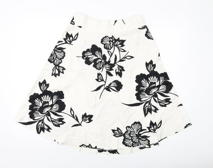 Gap Womens White Geometric Cotton A-Line Skirt Size 4 Zip