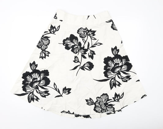 Gap Womens White Geometric Cotton A-Line Skirt Size 4 Zip