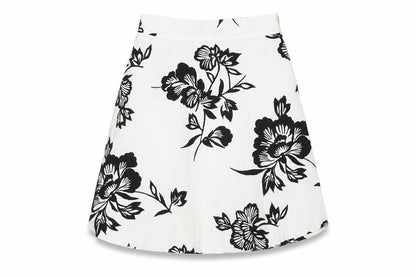 Gap Womens White Geometric Cotton A-Line Skirt Size 4 Zip