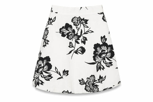 Gap Womens White Geometric Cotton A-Line Skirt Size 4 Zip