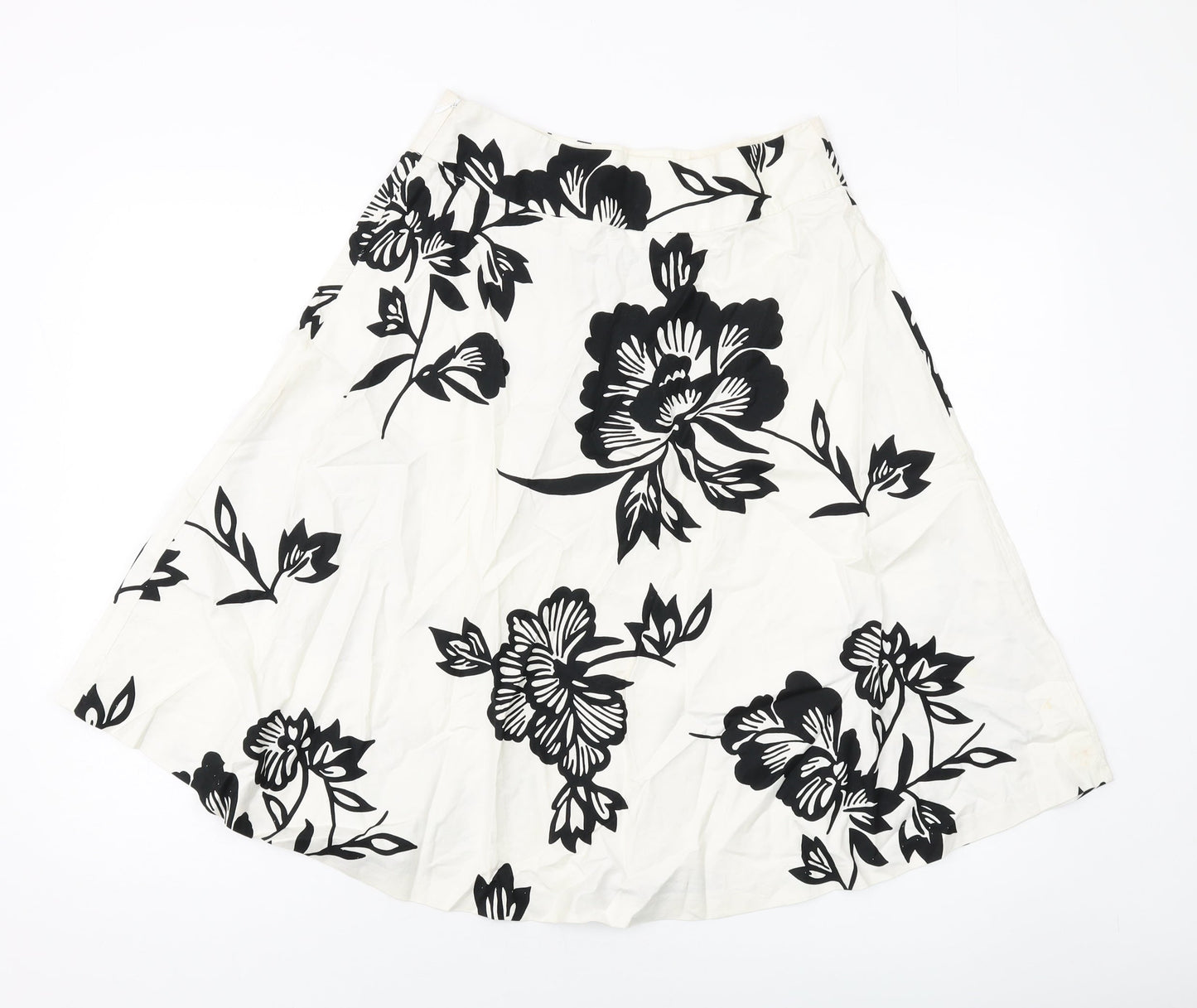 Gap Womens White Geometric Cotton A-Line Skirt Size 4 Zip