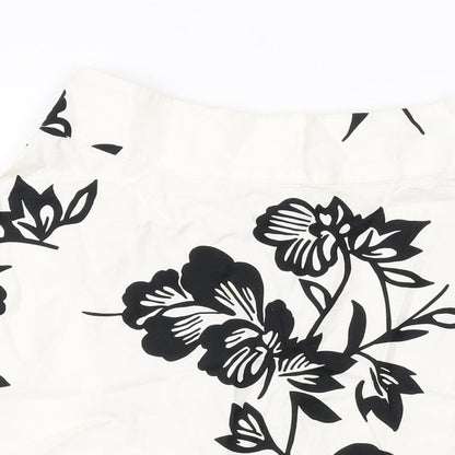 Gap Womens White Geometric Cotton A-Line Skirt Size 4 Zip