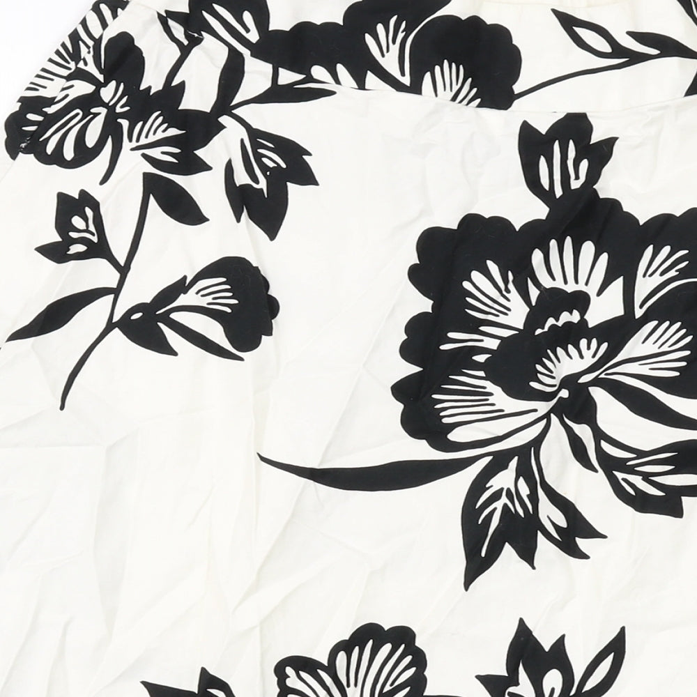 Gap Womens White Geometric Cotton A-Line Skirt Size 4 Zip