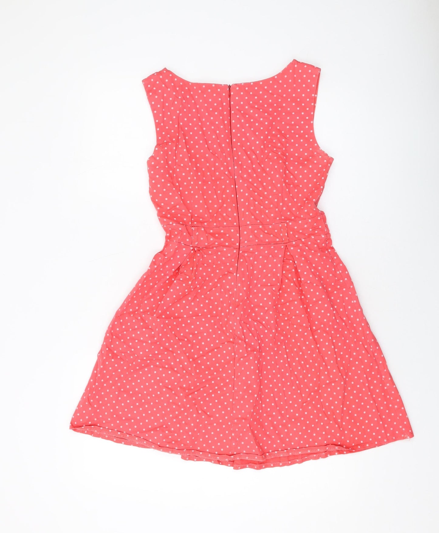 Apricot Womens Pink Polka Dot Polyester A-Line Size 10 Round Neck Zip