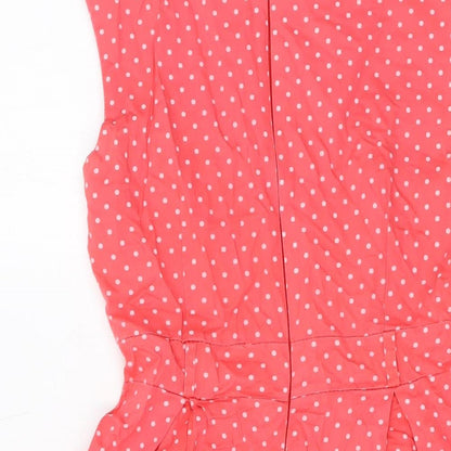 Apricot Womens Pink Polka Dot Polyester A-Line Size 10 Round Neck Zip