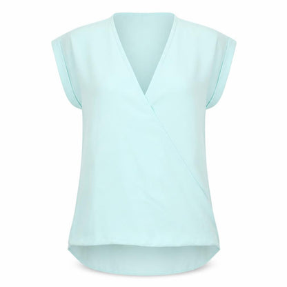 Selecxt Womens Blue Polyester Basic T-Shirt Size 12 V-Neck