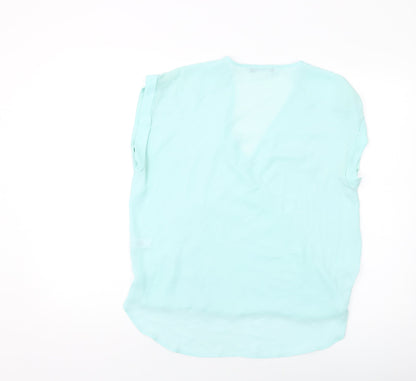 Selecxt Womens Blue Polyester Basic T-Shirt Size 12 V-Neck