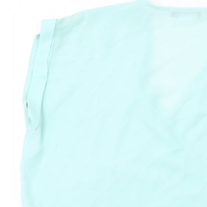 Selecxt Womens Blue Polyester Basic T-Shirt Size 12 V-Neck