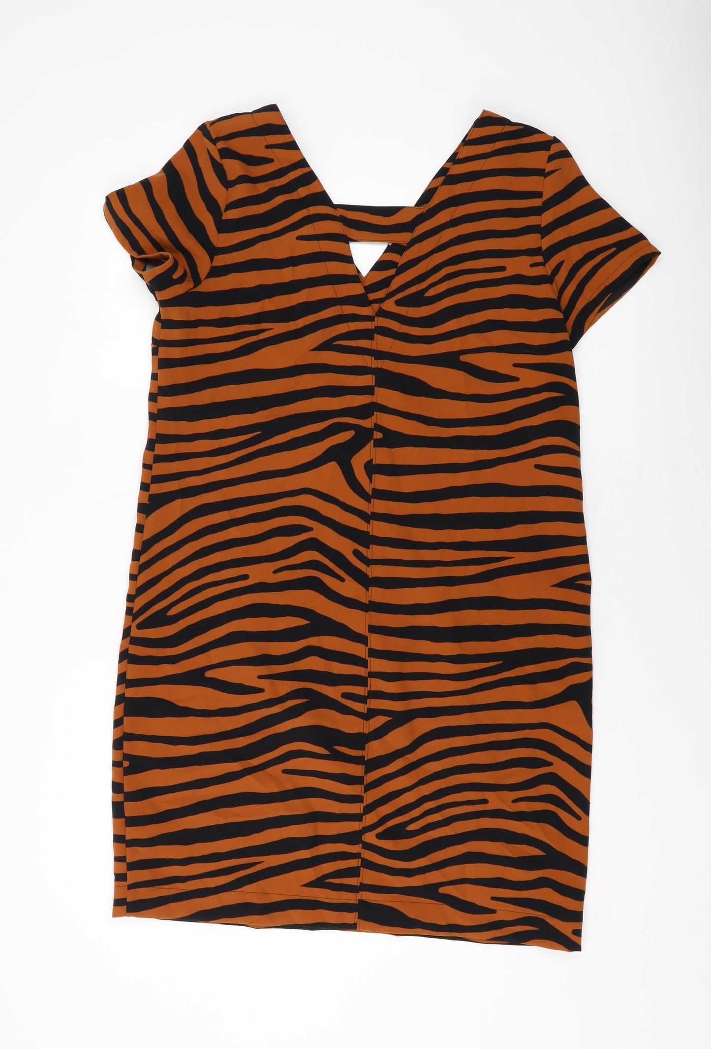 NEXT Womens Brown Animal Print Polyester Tank Dress Size 14 V-Neck Pullover
