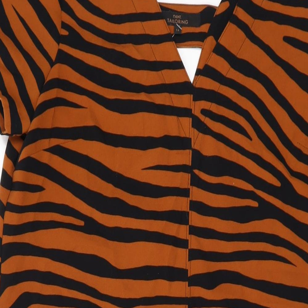 NEXT Womens Brown Animal Print Polyester Tank Dress Size 14 V-Neck Pullover