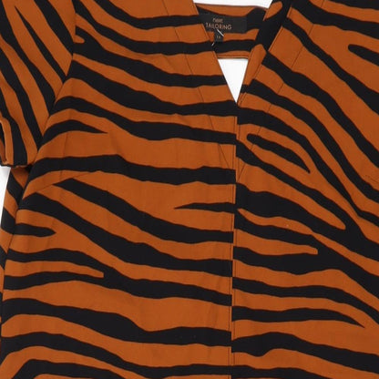 NEXT Womens Brown Animal Print Polyester Tank Dress Size 14 V-Neck Pullover