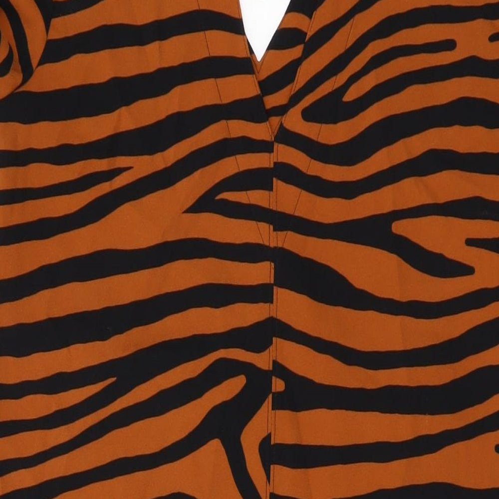 NEXT Womens Brown Animal Print Polyester Tank Dress Size 14 V-Neck Pullover