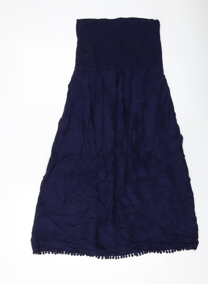 Marks and Spencer Womens Blue Viscose A-Line Size 12 Off the Shoulder Pullover