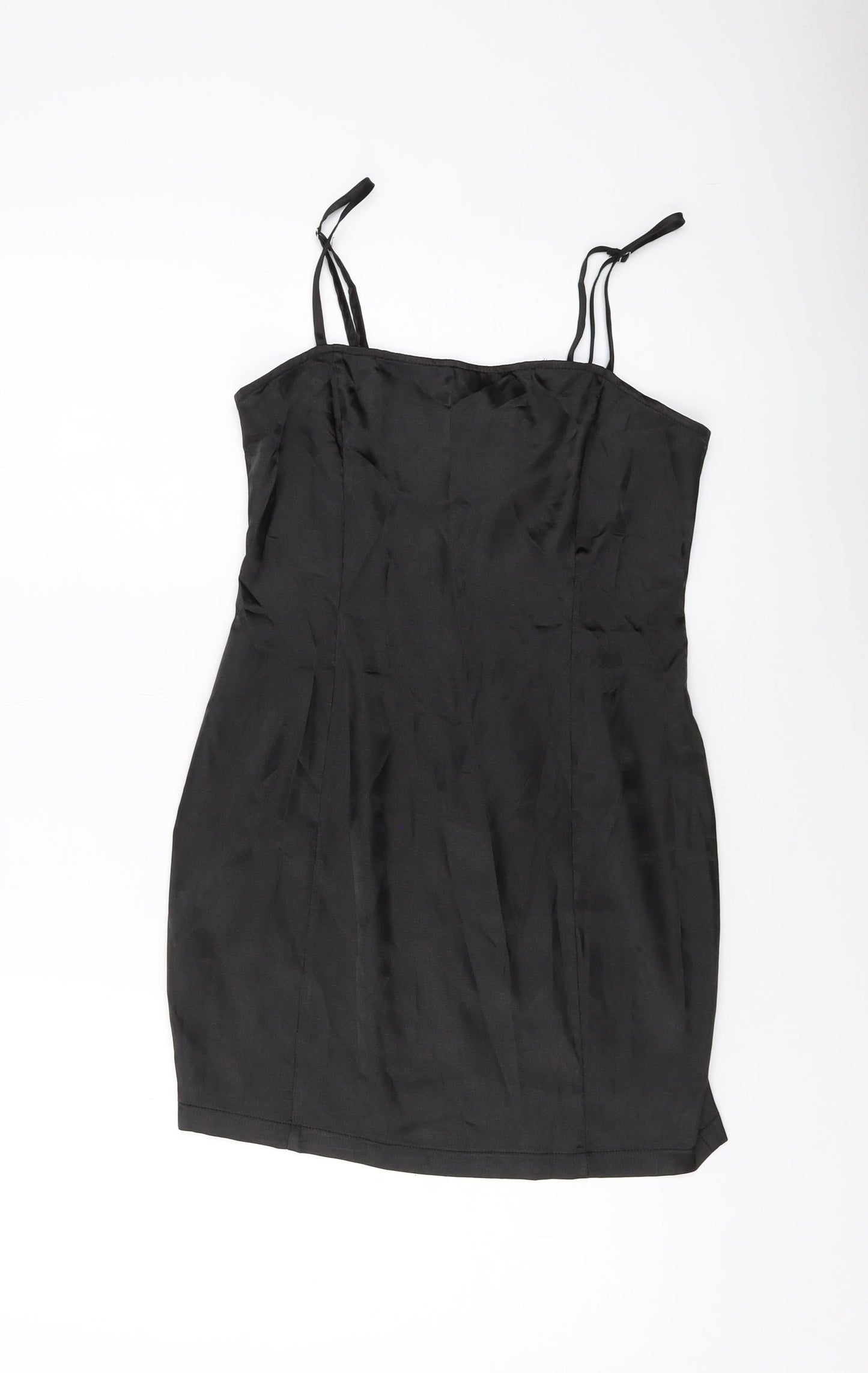 PRETTYLITTLETHING Womens Black Polyester Mini Size 8 Square Neck Zip