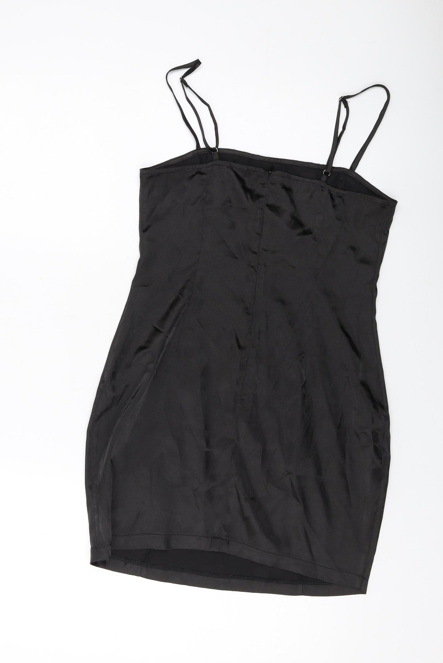 PRETTYLITTLETHING Womens Black Polyester Mini Size 8 Square Neck Zip