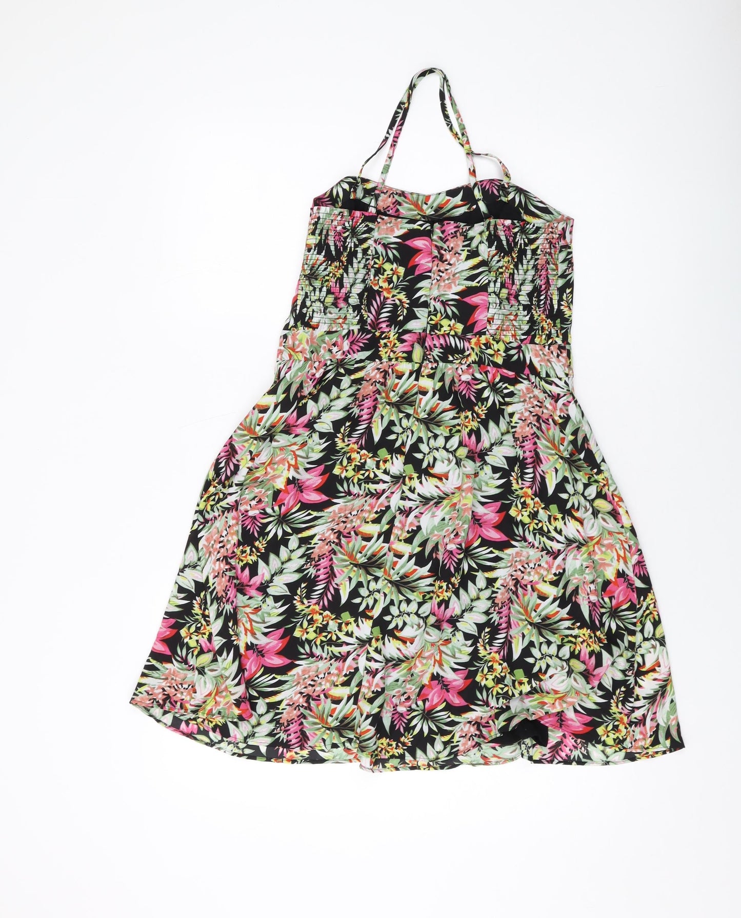 Oasis Womens Multicoloured Floral Polyester A-Line Size 12 Square Neck Zip