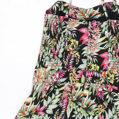 Oasis Womens Multicoloured Floral Polyester A-Line Size 12 Square Neck Zip