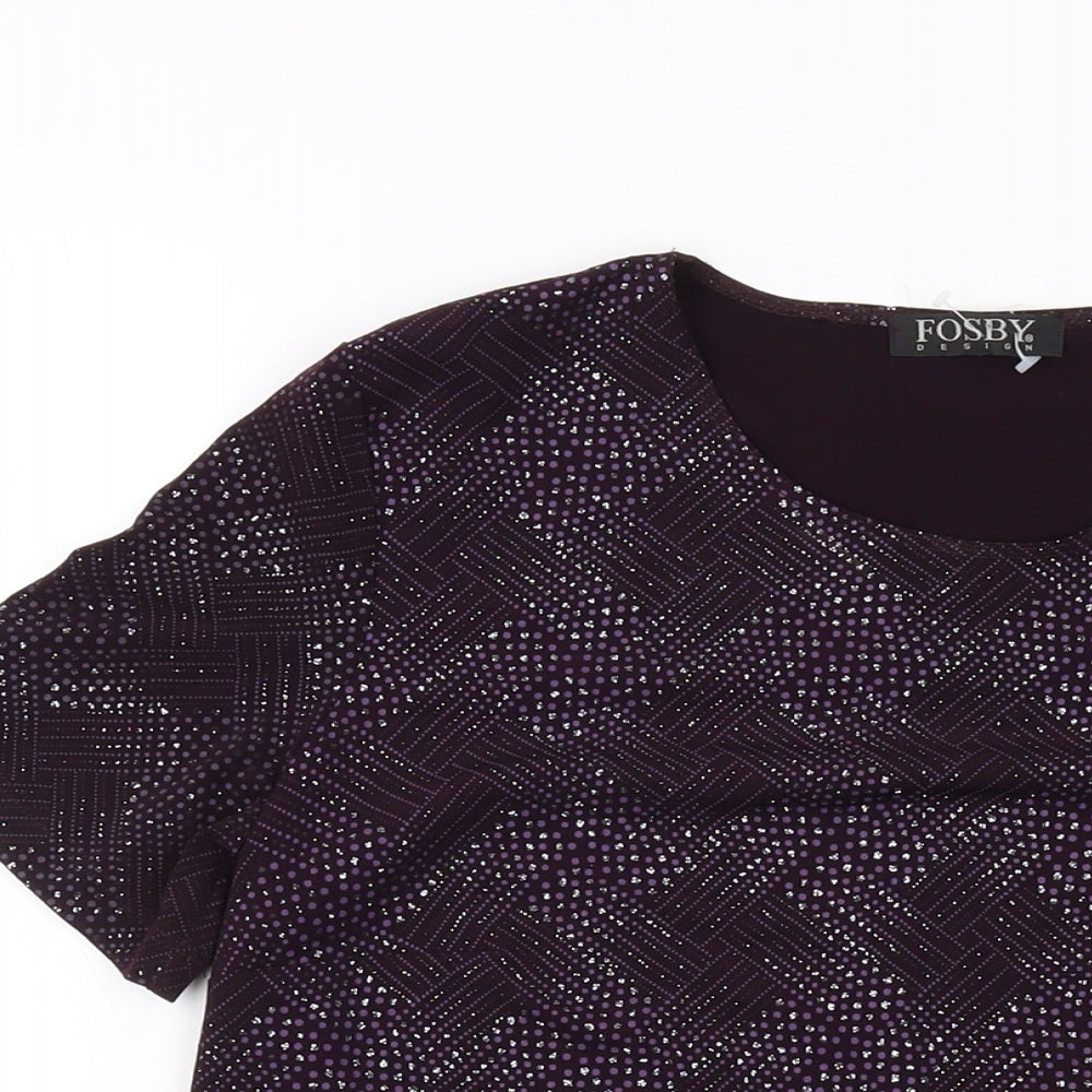 Womens UK Size 14 Fosby Purple Basic T-Shirt