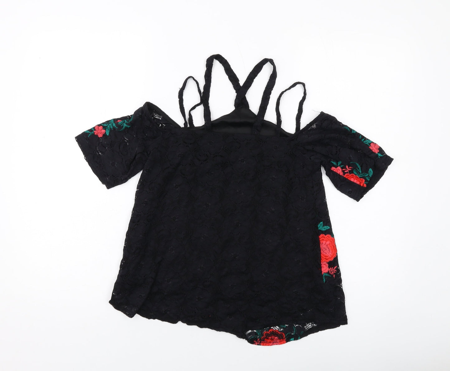 Womens UK Size 8 River Island Black Basic T-Shirt