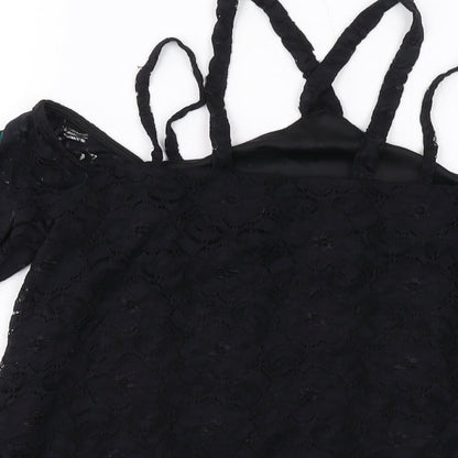 Womens UK Size 8 River Island Black Basic T-Shirt