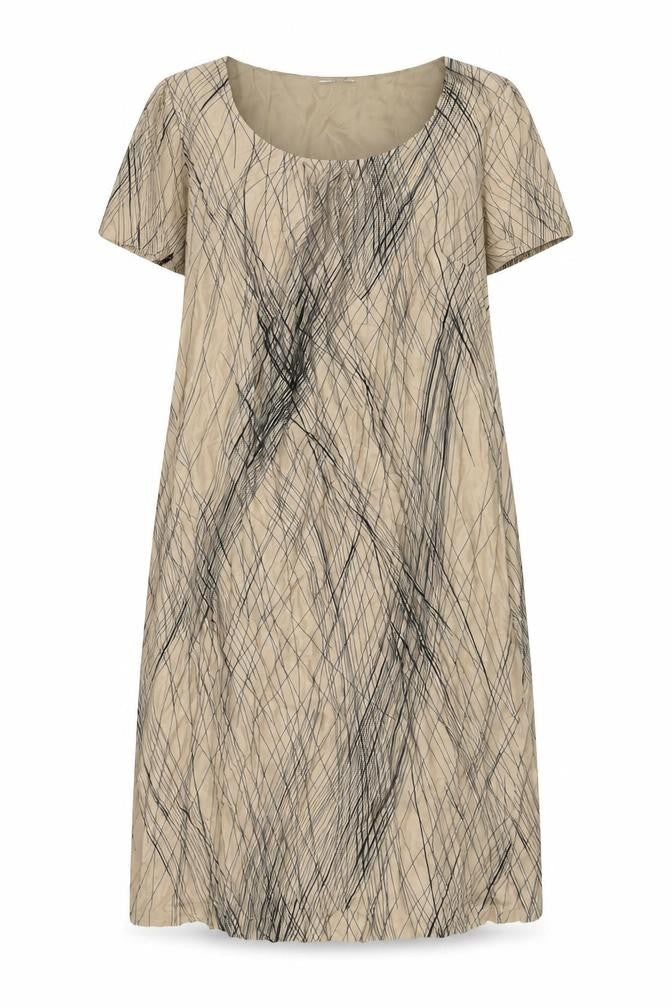 Autograph Womens Beige Geometric Viscose A-Line Size 16 Round Neck Pullover
