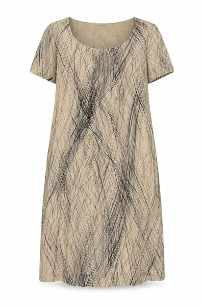 Autograph Womens Beige Geometric Viscose A-Line Size 16 Round Neck Pullover