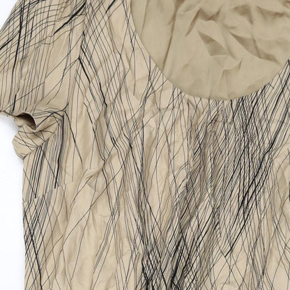 Autograph Womens Beige Geometric Viscose A-Line Size 16 Round Neck Pullover