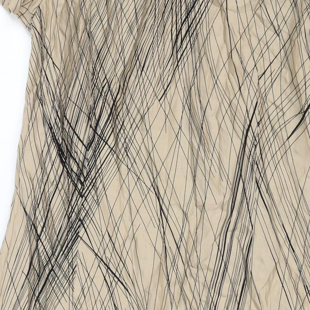 Autograph Womens Beige Geometric Viscose A-Line Size 16 Round Neck Pullover