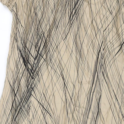 Autograph Womens Beige Geometric Viscose A-Line Size 16 Round Neck Pullover