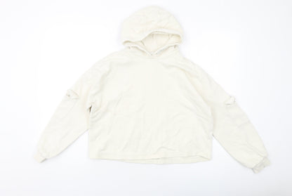 Marks and Spencer Girls Ivory Cotton Pullover Hoodie Size 13-14 Years Pullover