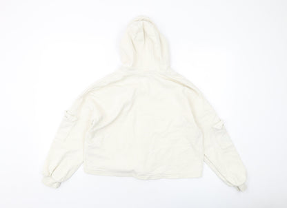 Marks and Spencer Girls Ivory Cotton Pullover Hoodie Size 13-14 Years Pullover