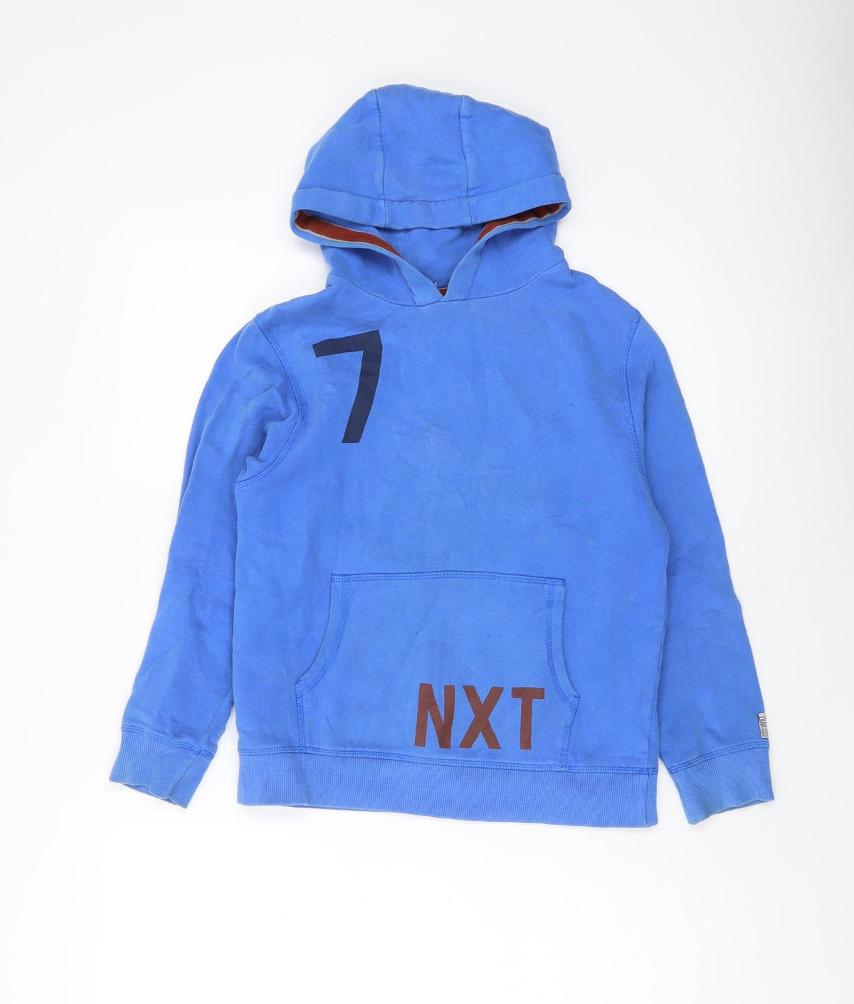 Next Boys Blue Cotton Pullover Hoodie Size 9 Years Pullover