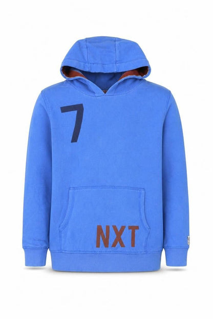 Next Boys Blue Cotton Pullover Hoodie Size 9 Years Pullover