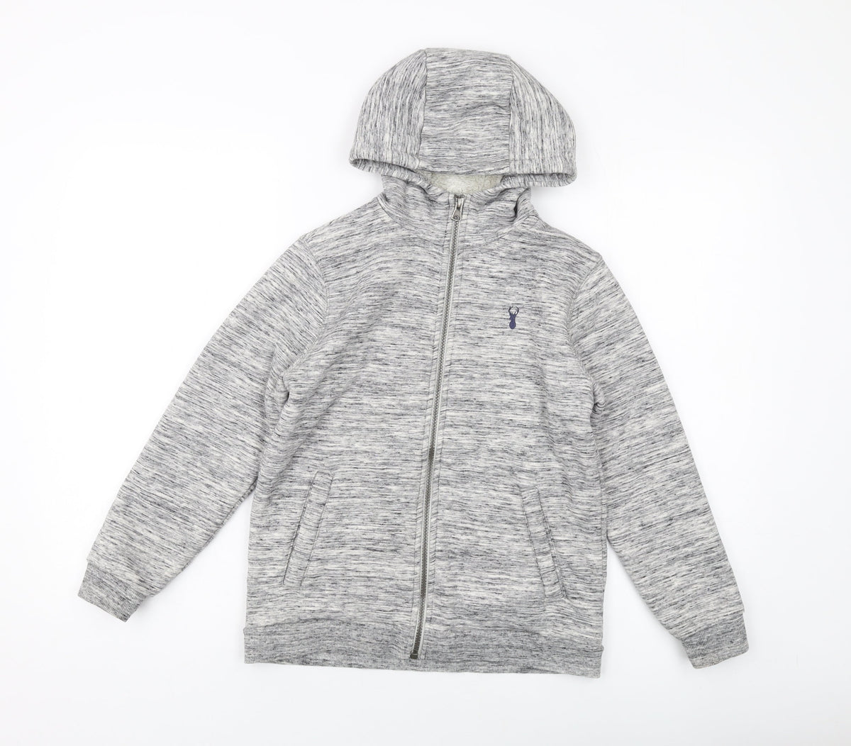 Next Boys Grey Polyester Full Zip Hoodie Size 10 Years Zip