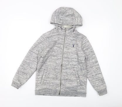 Next Boys Grey Polyester Full Zip Hoodie Size 10 Years Zip