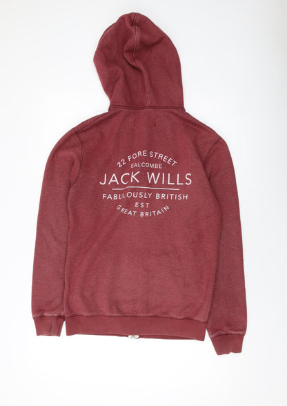 Mens UK Size XS Jack Wills Red Full Zip Hoodie