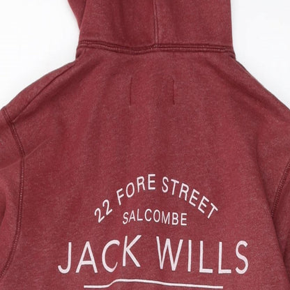 Mens UK Size XS Jack Wills Red Full Zip Hoodie