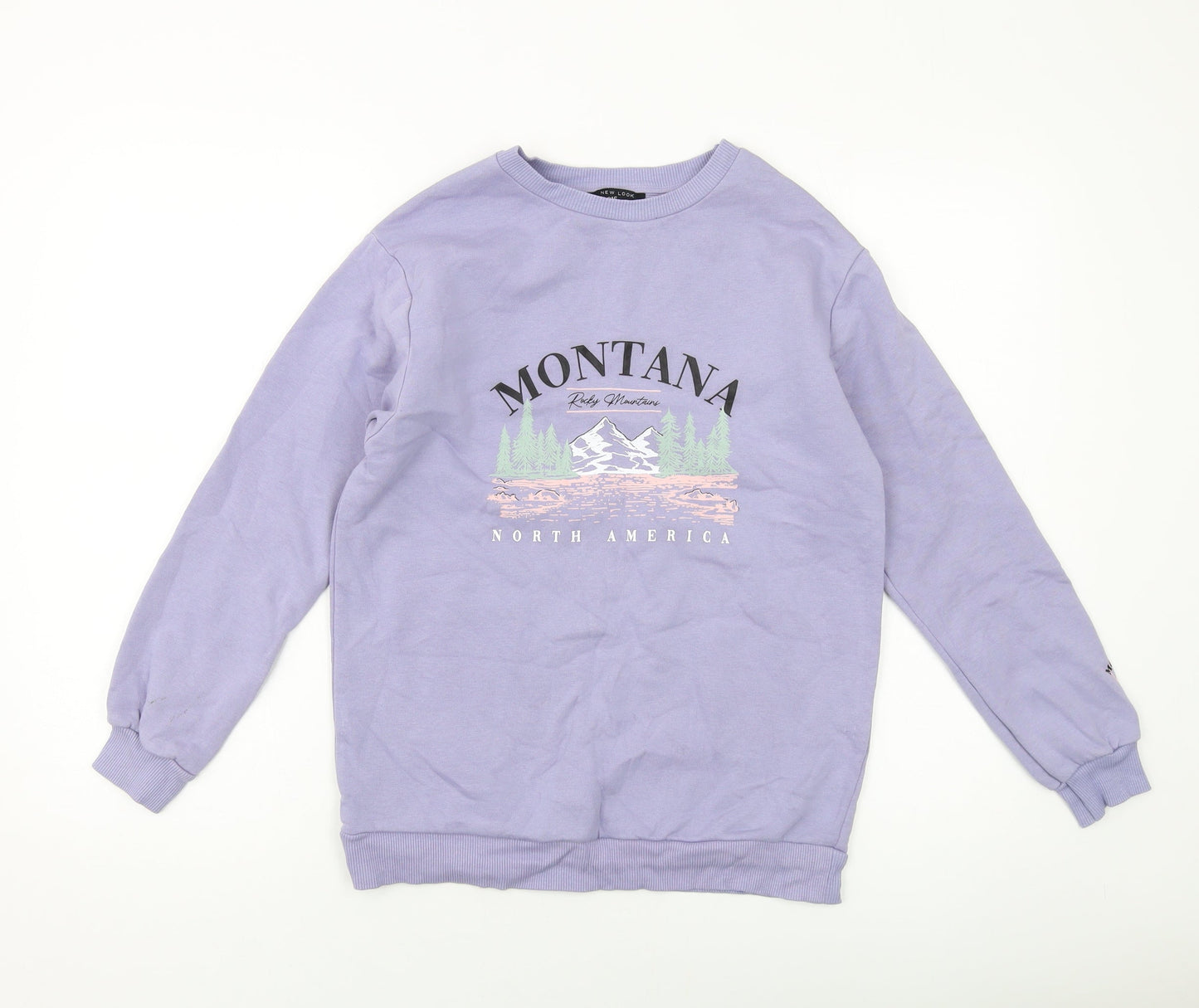 New Look Girls Purple Cotton Pullover Sweatshirt Size 10-11 Years Pullover